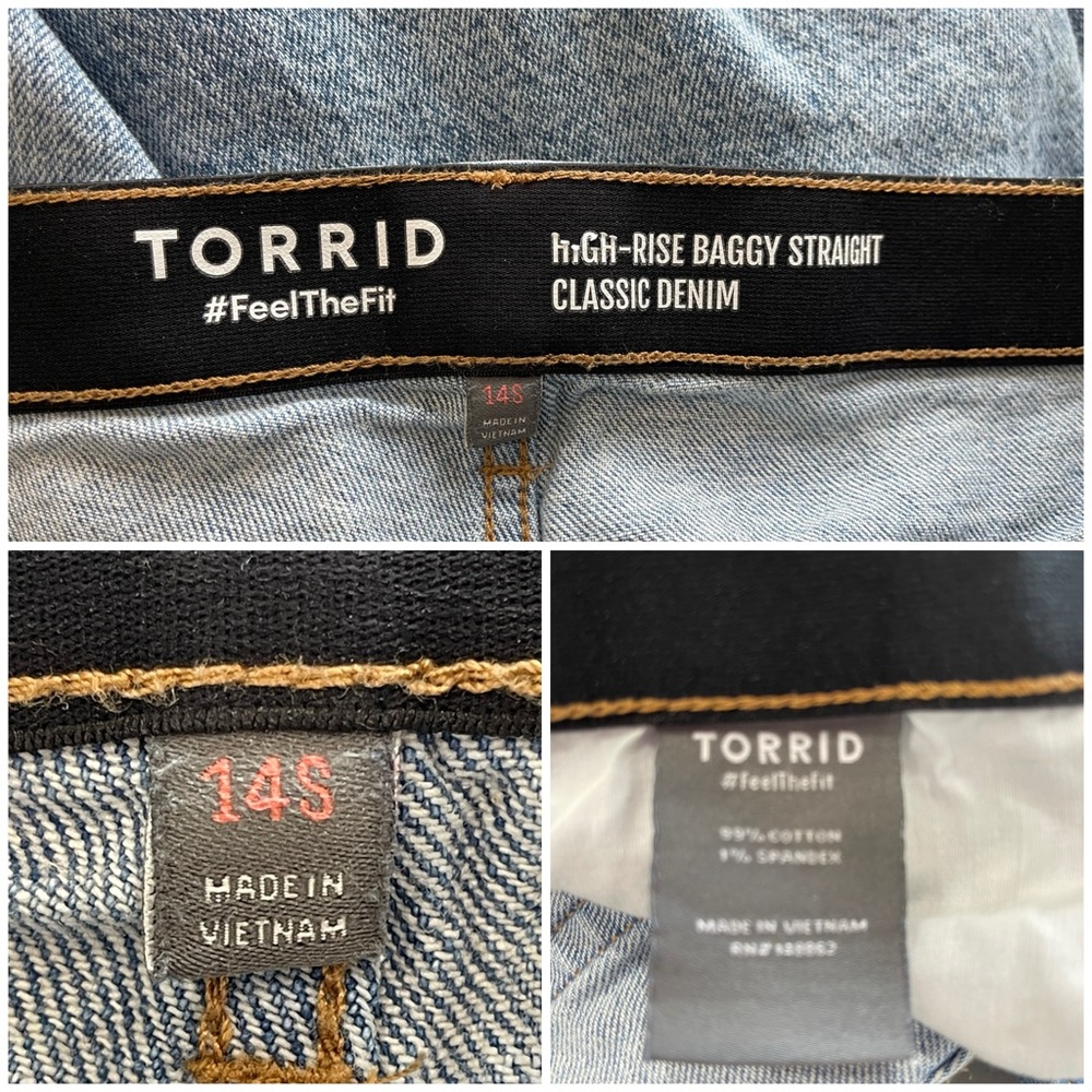 Torrid High Rise Baggy Straight leg high rise denim jeans size 14 short modest - Picture 3 of 13